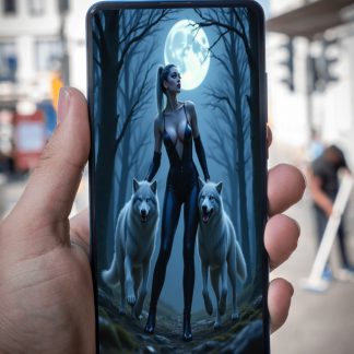 Ayışığı Kurt Kraliçesi | Dark Fantasy Kadın Savaşçı Dijital Telefon Duvar Kağıdı